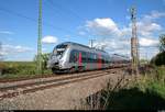 9442 604 (Bombardier Talent 2) von Abellio Rail Mitteldeutschland als RB 74786 (RB75) von Halle(Saale)Hbf nach Lutherstadt Eisleben fährt in der Saaleaue bei Angersdorf auf der Bahnstrecke Halle–Hann. Münden (KBS 590). [30.4.2018 | 17:47 Uhr]