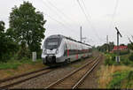 Mit dem Fahrrad von Kassel nach Halle (Saale) | Tag 5 Blankenheim–Zscherben  Strecken-km: 20,9    9442 113 (Bombardier Talent 2) zuckelt in den Hp Wansleben am See auf Gleis 2 hinein.