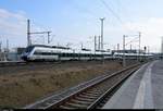 Nachschuss auf zwei BR 1442 (Bombardier Talent 2) der S-Bahn Mitteldeutschland (DB Regio Südost) als S 37523 (S5X) von Halle(Saale)Hbf nach Zwickau(Sachs)Hbf, die am Hp Leipzig Nord auf der