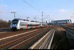 Nachschuss auf 1442 662 und 1442 167 (Bombardier Talent 2) von DB Regio Südost als umgeleiteter RE 16111 (RE13) von Magdeburg Hbf nach Leipzig Hbf, der den Hp Leipzig Messe auf der Neubaustrecke