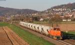 275 867-0 mit einem Kesselwagenzug bei Heddesheim 20.3.14