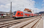 66-81 087-8 am Zugschluss der RB 15356 (Heidelberg Hbf - Frankfurt (Main) Hbf), am 26.3.2016 in Weinheim (Bergstraße).