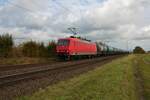 Beacan Rail Bombardier Traxx 145 091-5 mit Kesselwagen in Altheim bei Dieburg am 23.10.21
