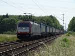 CrossRail 185 591-5 mit LKW Walter KLV am 06.06.15 bei Mainz Bischofsheim