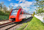 623 512-0 fährt als RB 13342, auf der Fahrt von Fürth (Odenw) nach Weinheim (Bergstraße), aus dem Bahnhof Rimbach aus.