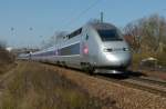 TGV 4403 ist als TGV 9553 Paris Est - Frankfurt (Main) am 21.03.2012 in Kennelgarten