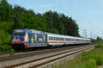 101 101-4 (Europa) ist mit dem IC 2058 Stuttgart - Saarbrcken am 25.05.2012 in Kindsbach