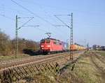 151 088 mit dem Gartner KLV in Richtung Karlsruhe.(Graben-Neudorf 24.2.2018).