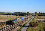 193 257 mit KLV Wetron Richtung Süden.(Stutensee-Friedrichstal 13.10.2018).