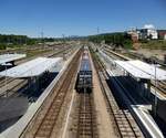 Weil am Rhein, Blick vom neuen Zugang auf die Bahnsteige, Juli 2018