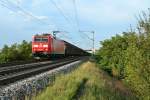 185 075-9 mit einem leeren RedBull-Zug Richtung sterreich am frhen Abend des 07.09.13 bei Hgelheim.