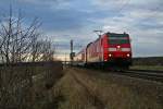 146 111-0 mit einem RE von Offenburg nach Basel SBB aufgenommen am Nachmittag des 06.01.14 sdwestlich von Hgelheim.