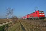 146 109-4 mit einem RE vom Basel nach Offenburg am Nachmittag des 08.03.14 bei Hgelheim.