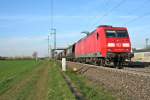 145 046-9 mit einer gemischten  Dienstfahrt  auf dem Weg nach Basel Rbf/Weil am Rhein am Nachmittag des 29.03.14 in Auggen.