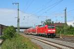 143 230-8 mit einem RE von Offenburg nach Schliengen am Nachmittag des 14.06.14 bei der Einfahrt in Mllheim (Baden).