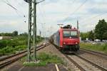 482 029-6 mit dem 49069 von (Ludwigshafen BASF Ubf-)Karlsruhe Gbf nach Basel SBB Rbf am Nachmittag des 23.07.14 im Bahnhof Mllheim (Baden).