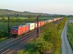 145 044-4 mit einem gut beladenen KLV-Zug am Abend des 07.09.12 auf dem Weg Richtung Norden.