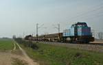 575 002-7 mit einer bergabe (g) von Neuenburg am Rhein nach Freiburg (Breisgau) Gbf am Vormittag des 04.04.13 bei Hgelheim.