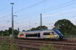 Am 24.Juli 2013 war ein  Walfisch  der SNCF in Mllheim(Baden) abfahrbereit als RB in Richtung Mulhouse/F.