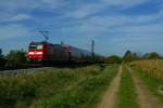 146 112-8 mit einem RE nach Offenburg am Nachmittag des 22.10.13 bei Mllheim-Hgelheim.
