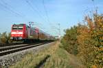 146 112-8 mit einem RE von Offenburg nach Basel Bad. Bf am Sptnachmittag des 26.10.13 bei Hgelheim.