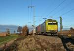 145 CL-031 mit dem 40147 von Gent nach Mortara am Nachmittag des 07.12.13 bei der Durchfahrt des Bahnhofs Mllheim (Baden).