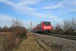 146 231-6 mit einem RE von Offenburg nach Basel Bad. Bf am 18.01.14 sdlich von Buggingen.