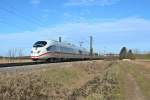 403 530-9 und 403 529-1 als ICE 106 von Basel SBB nach Dortmund Hbf am frhen Nachmittag des 06.02.14 bei Hgelheim.