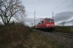 111 060-0 mit einer RB von Offenburg nach Basel Bad. Bf am Nachmittag des 14.02.14 sdlich von Mllheim (Baden).