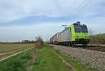 485 007-9 mit der RoLa (DGS) 43627 von Freiburg (Breisgau) Gbf nach Novara am Nachmittag des 02.04.14 sdlich von Buggingen.