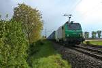 437023 mit der Blauen Wand alias DGS 40421 von Bantzenheim nach Malaszewicze am spten Nachmittag des 18.04.14 nrdlich von Mllheim (Baden).
Es war an diesem Tag tatschlich der Zug, welchen ich mit Sonne aufnehmen konnte.
Gre an den Lokfhrer!