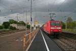 145 032-9 mit einem KLV-Zug auf dem Weg nach Weil am Rhein Rbf am Nachmittag des 25.04.14 in Mllheim (Baden).