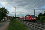 146 109-4 mit einem RE nach Schliengen am Abend des 28.05.14 bei der Einfahrt in Müllheim (Baden).