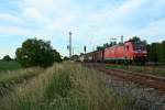 185 095-7 mit einem gemischten Gterzug auf dem Weg von Mannheim Rbf nach Basel Bad. Rbf am Abend des 06.06.14 in Orschweier.