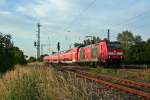 146 236-5 mit einem RE von Offenburg nach Freiburg (Breisgau) Hbf am Abend des 06.06.14 bei der Einfahrt in Orschweier.