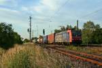 482 010-6 mit einem gemischten KLV-Zug in Richtung der Schweiz am Abend des 06.06.14 in Orschweier.