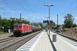 185 034-6 mit dem 44281 von Mulhouse-Ville (über Freiburg (Breisgau) Gbf) nach Offenburg am Nachmittag des 07.06.14 in Emmendingen.