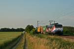 ES 64 F4-213 konnte am Abend des 11.06.15 sdlich des Haltepunktes Buggingen mit einem Containerzug auf dem Weg nach Italien aufgenommen werden.