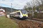 Der dreiteilige Abellio Triebwagen 8442 107 ist am Samstagmittag in Neckargerach gen Heilbronn Hbf unterwegs, als er auf meiner SD-Karte landete. 15.2.2020