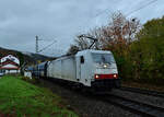 Am heutigen Morgen kam die 186 142 mit einem NIAG Kohlependel durch Neckargerach gen Heilbronn gefahren 21.11.2022