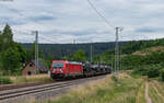 187 186 mit dem GX 45483 (Villingen - Weinheim) bei Sommerau 28.6.23