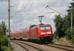 NAchschuss: RE 4712 nach Karlsruhe HBF mit Schublok 146 231-6 am B Pfohren 29.6.08