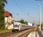 Nachschuss: 101 120-4 mit dem IC 2370 (Konstanz-Hamburg Altona) bei der Durchfahrt des alten Bahnhofs Marbach auf Grund von Gleisbauarbeiten auf dem falschen Gleis 27.9.08
