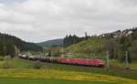 185 378-7 + 185 284-7 sowie 185  250-8 (am Zugschluss) mit einem umgeleitetem Gterzug am 22. Mai 2010 bei St. Georgen (Schwarzw).