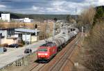 185 157-5 mit dem CFN 62525 (Singen (Htw)-Karlsruhe Rheinbrcke Raffiniere) bei St.Georgen 30.3.11