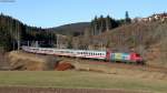 IC 2004  Bodensee  (Konstanz-Emden Hbf) mit Schublok 101 001-6  Klagenfurt Tourismus  bei St.Georgen 27.11.11