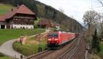 185 161-7;079-1;184-9 und 081-7 mit dem EK 55834 (Villingen-Offenburg Gbf) bei Gutach 13.4.12