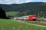 101 072-7 mit dem IC 2005  Bodensee  bei Hausach. Aufgenommen am 05.10.2012.