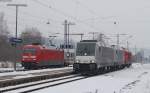 101 102-2 mit dem IC 2270  Schwarzwald  (Konstanz-Stralsund) und 76 102 und 003 und 245 001-3 in St.Georgen 28.3.13