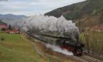 01 150 und 64 419 mit dem DPE 79755 (Mühlacker-St.Georgen(Schwarzw)) und 52 7596 mit dem DPE 79442 (Hausach-Stuttgart Hbf) bei Gutach 6.1.14